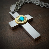 Perfect Cross Stainless Steel Bullet Necklace for Women 9mm W/Gem