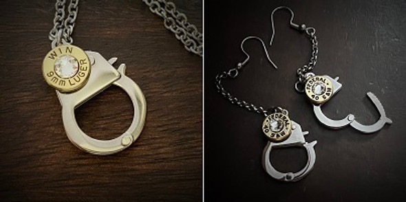 Handcuff Bullet Jewelry Gift Set in Stainless Steel