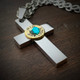 Perfect Cross Stainless Steel Bullet Necklace for Men 9mm W/Gem