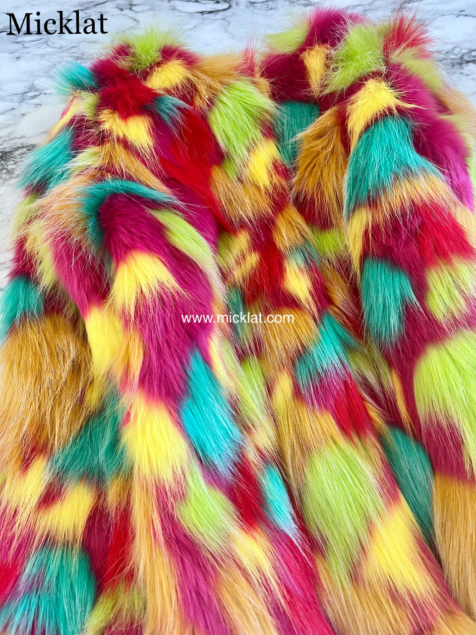 Faux Fur Girls Coat tribal multi color 