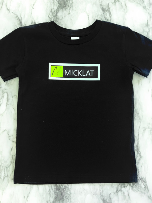 MICKLAT - Logo BLACK T-shirt for Toddler Kids - Unisex - NEON YELLOW- 2T, 3T, 4T size