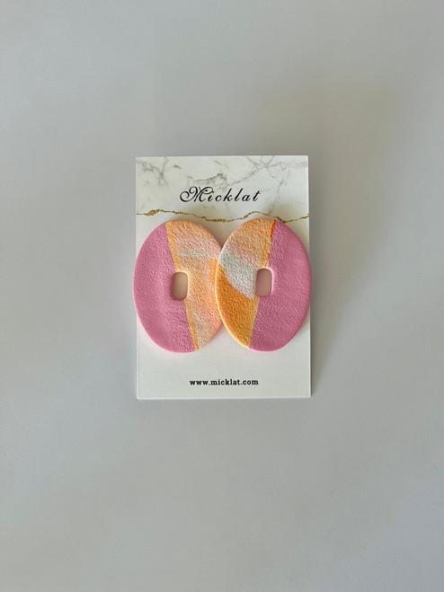 Leyla  - Pink & Orange textured earrings - Handmade Earrings - MICKLAT  - Polymer Clay