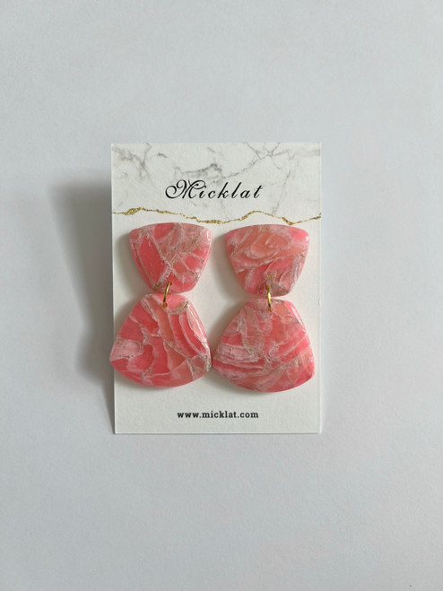 Zalia LMMG - polymer clay earrings, pink  - Handmade Earrings - MICKLAT  - Polymer Clay