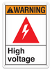 WARNING HIGH VOLTAGE ANSI style Safety Sign (10in x 14in) | Incom Signs | All Safety