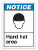 NOTICE HARD HAT AREA ANSI style Safety Sign (10in x 14in) | Incom Signs | All Safety