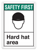 SAFETY FIRST HARD HAT AREA ANSI style Safety Sign (10in x 14in) (Pack of 15) | Incom Signs | All Safety