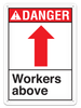 DANGER WORKERS ABOVE ANSI style Safety Sign (10in x 14in) | Incom Signs | All Safety