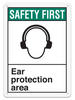 SAFETY FIRST EAR PROTECTION AREA ANSI style Safety Sign (10in x 14in) | Incom Signs | All Safety