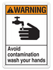 WARNING AVOID CONTAMINATION WASH YOUR HANDS ANSI style Safety Sign (10in x 14in) (Pack of 15) | Incom Signs | All Safety
