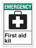 EMERGENCY FIRST AID KIT ANSI style Safety Sign (10in x 14in) (Pack of 15) | Incom Signs | All Safety