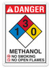 OSHA Safety Sign | NFPA Methanol Sign | INCOM SS4504V, SS4504A, SS4504P, SC4504V, SC4504A, SC4504P, SA4504V, SA4504P
