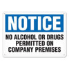 Notice No Alcohol Or Drugs Permitted On Company Premises | Incom Signs | All Safety