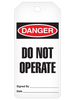 Danger Tag Roll - "Do Not Operate" - 3" x 6.25" RT1000C/RT1000F