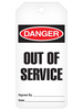 Danger Tag Roll - "Out of Service" 3" x 6.25" RT1014C/RT1014F