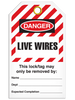 LOCKOUT LIVE WIRES DuraPly™ Tag (25/pkg) Striped | Incom Signs | All Safety