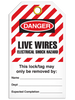 Lockout "Live Wire Electrical Shock Hazard" Striped Tag - 25/pkg TG6033