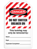 LOCKOUT DO NOT SWITCH BREAKER ON DuraPlyâ„¢ Tag (25/pkg) Striped | Incom Signs | All Safety