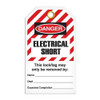 Lockout "Electrical Short" Striped Tag - 25/pkg TG6039