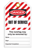 Lockout "Out of Service" Striped Tag - 25/pkg TG6042