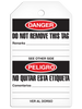 DANGER HIGH VOLTAGE English/Spanish Bilingual Tag - 25/pkg | Incom Signs | All Safety