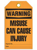 Warning - Misuse May Cause Injury Tag | Pack of 25 | INCOM TG4022