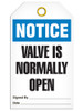 Notice - Valve is Normally Open Tag | PKG/25 | Incom Signs | All Safety