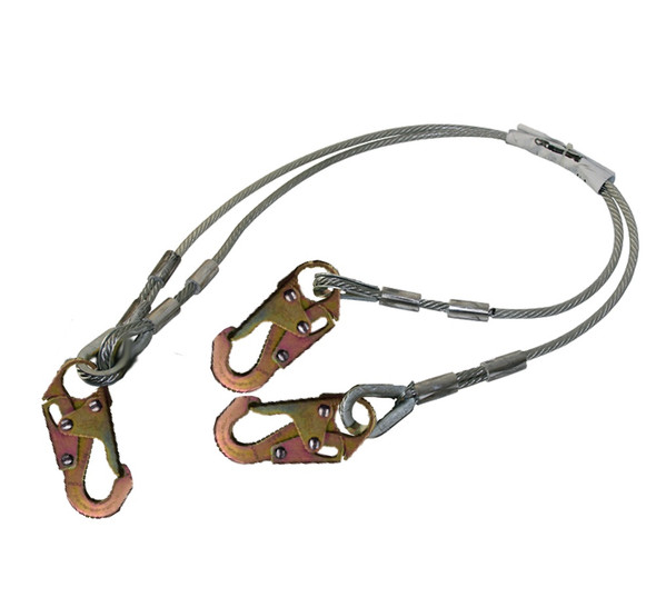 Double Legged PVC Coated Cable Lanyard w/ Snap Hook Ends | 7x19 galvanized steel NL01GC01-3Y   