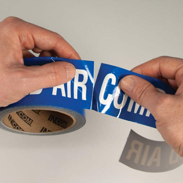 STEAM Black on Yellow Pipe Marker Adhesive Labels on a roll (2 in x 54 ft) | Incom Signs | All Safety