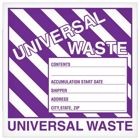 Hazardous Material and Waste Label - UNIVERSAL WASTE (6 in x 6 in) 500 /roll (Pack of 9) | Incom Signs | All Safety