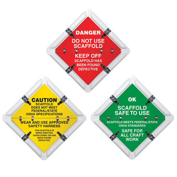 Ident-O-Flip 3 Page SCAFFOLD STATUS Informational Flip Signs (Pack of 4) | Incom Signs | All Safety
