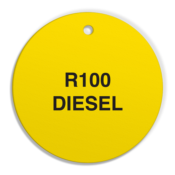 CPPI R100 DIESEL Fuel Identification Tags (2.56" Circle) 250 /pkg | Incom Signs | All Safety