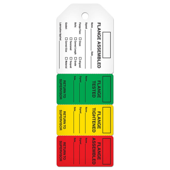 4-Part Perforated FLANGE VALVE INSPECTION Tag (2.75 in x 7.9 in) 25 /pkg | Incom Signs | All Safety