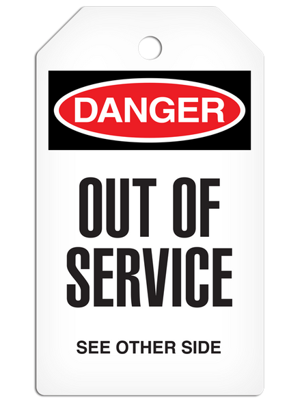 DANGER OUT OF SERVICE Tag with Self-Laminating Flap (24/pkg) | Incom Signs | All Safety
