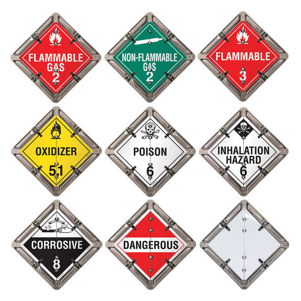 8 Page DOT Ident-O-Flip Various Legend Flip Placard System (Pack of 12) | Incom Signs | All Safety