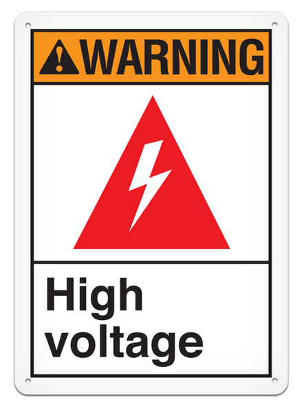 WARNING HIGH VOLTAGE ANSI style Safety Sign (10in x 14in) | Incom Signs | All Safety