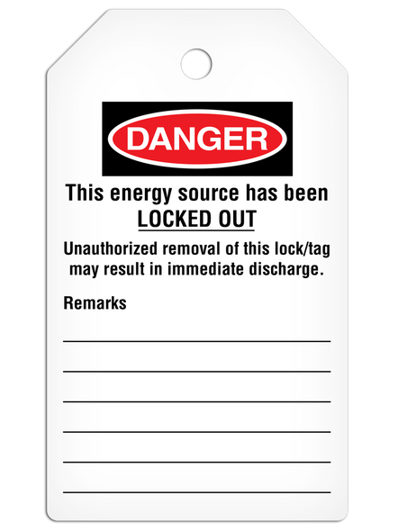 LOCKOUT/TAGOUT DO NOT OPERATE Lightning Bolt Tag with Self-Laminating Flap (25/pkg) | Incom Signs | All Safety