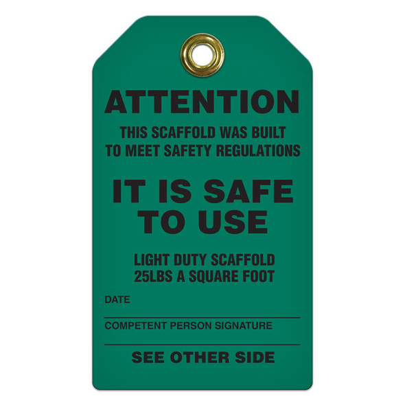 Heavy Duty SCAFFOLD ATTENTION SAFE TO USE HD Safety Tag (3.375 in x 5.75 in) | Incom Signs | All Safety