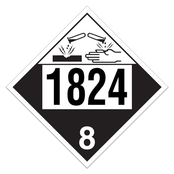 Class 8 UN 1824 Pre-numbered 4-digit Placards (100 /pkg) | Incom Signs | All Safety