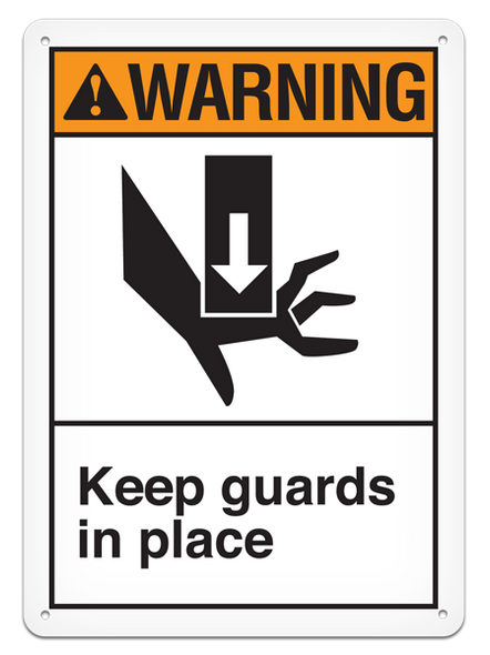 WARNING KEEP GUARDS IN PLACE ANSI style Safety Sign (10in x 14in) (Pack of 15) | Incom Signs | All Safety