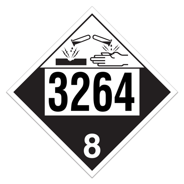 Class 8 UN 3264 Pre-numbered 4-digit Placards (100 /pkg) | Incom Signs | All Safety