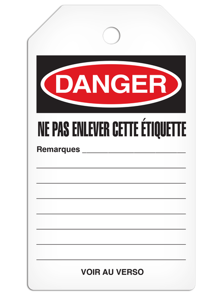 DANGER DÉFENSE D'ACTIONNER French Tag (25/pkg) | Incom Signs | All Safety