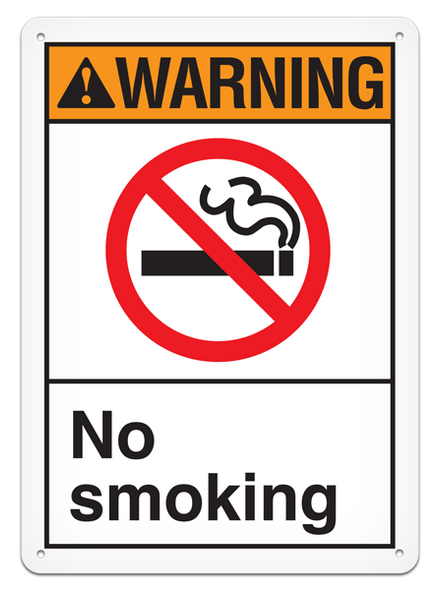 WARNING NO SMOKING ANSI style Safety Sign (10in x 14in) | Incom Signs | All Safety