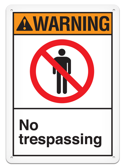 WARNING NO TRESPASSING ANSI style Safety Sign (10in x 14in) | Incom Signs | All Safety