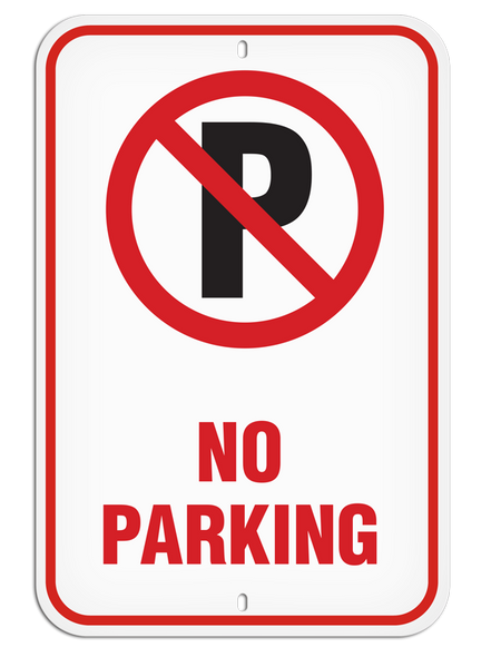 NO PARKING with No Parking Symbol Aluminum Reflective Parking Sign (12 in x 18 in) | Incom Signs | All Safety