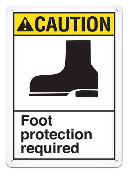 CAUTION FOOT PROTECTION REQUIRED ANSI style Safety Sign (10in x 14in) (Pack of 15) | Incom Signs | All Safety