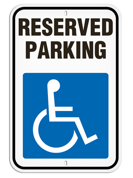 RESERVED PARKING with Wheelchair symbol Aluminum Reflective Parking Sign (12 in x 18 in) | Incom Signs | All Safety