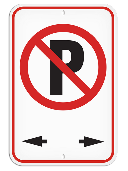 No Parking Symbol with Left and Right Arrows Aluminum Reflective Parking Sign (12 in x 18 in) (Pack of 20) | Incom Signs | All Safety