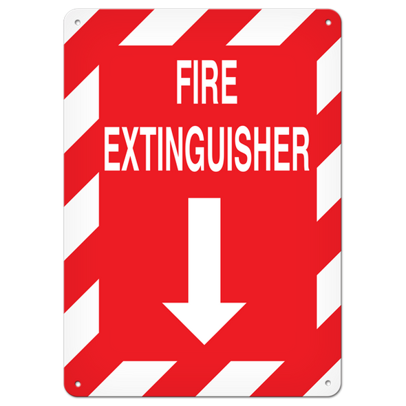 FIRE EXTINGUISHER with Arrow Fire Safety Equipment Safety Sign (10 in X 14 in) | Incom Signs | All Safety