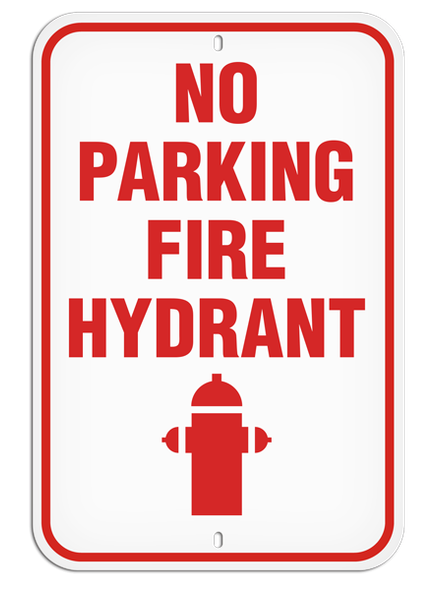 NO PARKING FIRE HYDRANT Aluminum Reflective Parking Sign (12 in x 18 in) | Incom Signs | All Safety