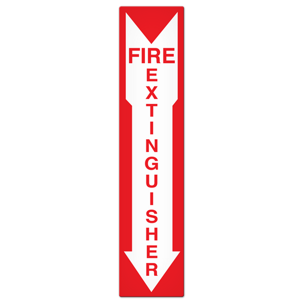 FIRE EXTINGUISHER with Arrow Fire Safety Equipment Safety Sign (4 in x 18 in) (Pack of 28) | Incom Signs | All Safety